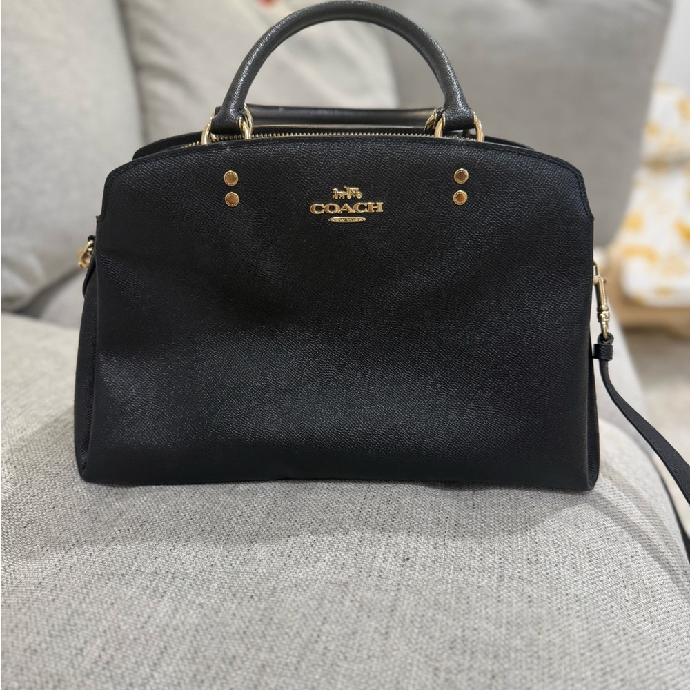 Coach Black Handbag with Gold Accents